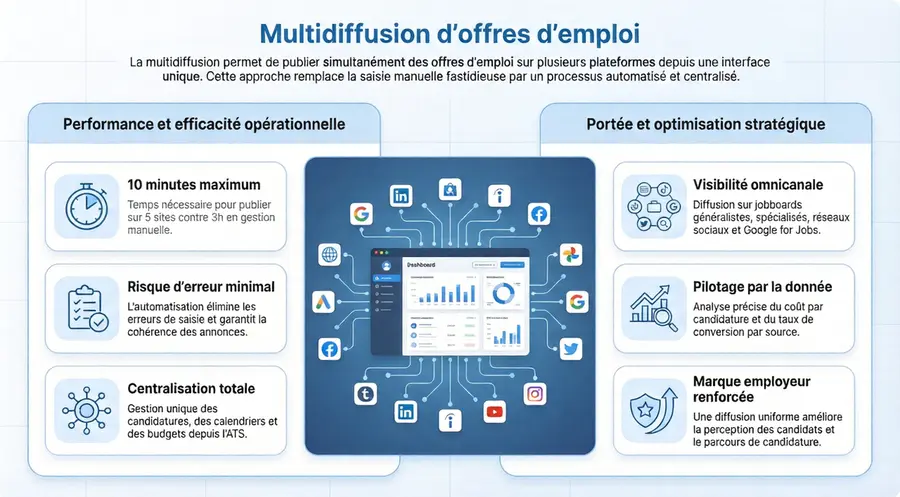 Infographie - Logiciel de recrutement - multiffuser les offres d'emploi : synthèse pour recruteurs et RH